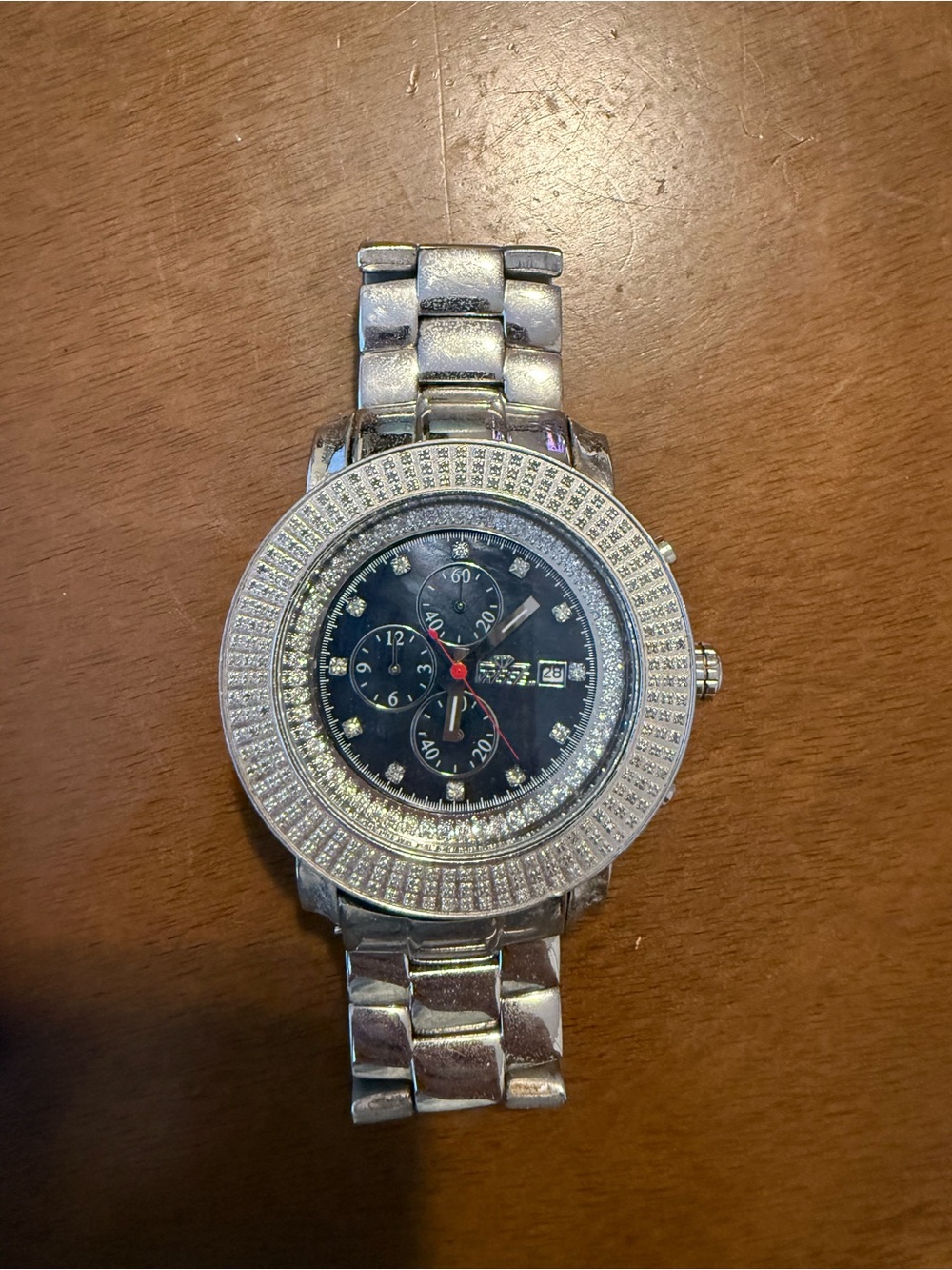 Freeze Oversized Men’s Chronograph watch with Diamond Bezel
